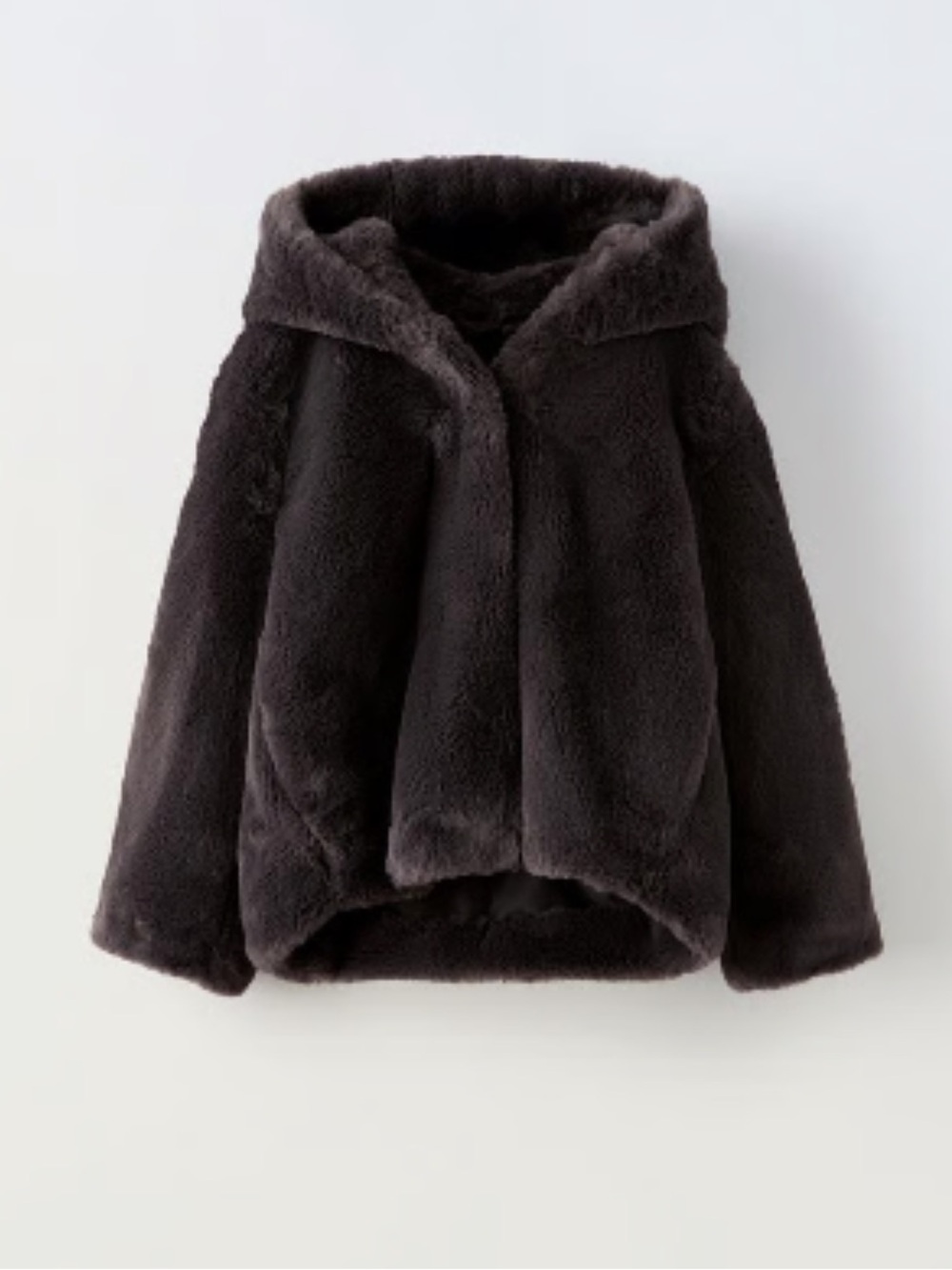 Zara Kids Dark Brown Faux Fur Hooded Coat